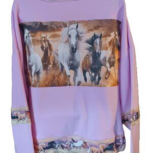 sweatshirt  Jacket with Horse Print